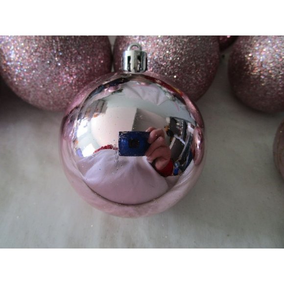 Assorted Light Pink Shatterproof Ornaments Glitter Glossy Scroll GUC Twelve - Picture 13 of 15